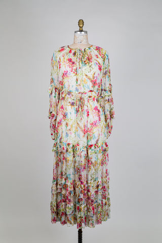 Floral double tie-waist dress (XS-S)
