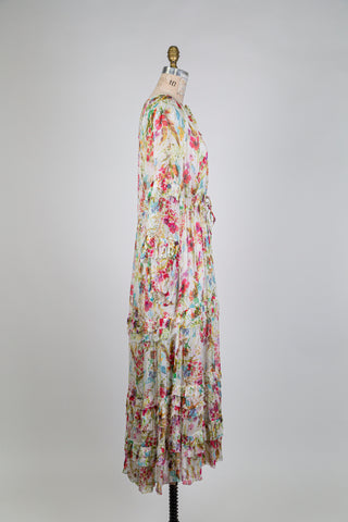 Floral double tie-waist dress (XS-S)