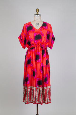 Orange and fuchsia satin dress (ages 6+)