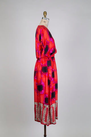 Orange and fuchsia satin dress (ages 6+)