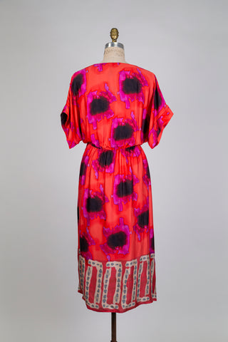 Orange and fuchsia satin dress (ages 6+)
