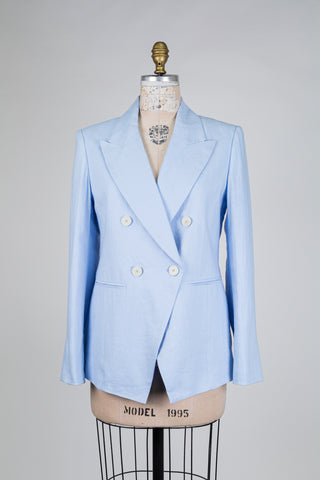 Powder blue double-breasted blazer (4-8-12)