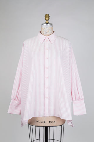Oversized pink and white blouse (8+)