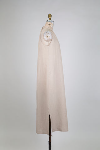Intense beige flared linen dress (4 to 16)