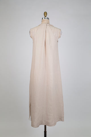 Intense beige flared linen dress (4 to 16)