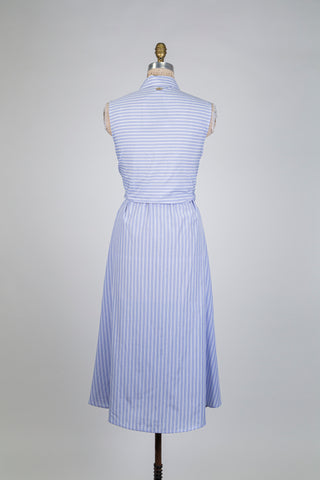 Blue tie-waist shirt dress (4)