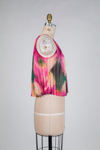 Haut plissé floral effet peinture (XS)