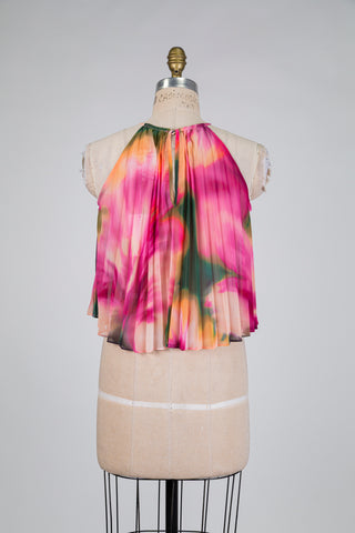Haut plissé floral effet peinture (XS)