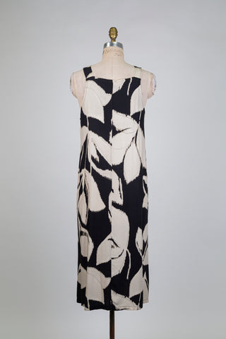 Robe trapèze florale noir & beige (10+)
