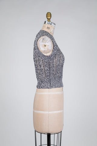 Débardeur en tricot noir et blanc (2+4)
