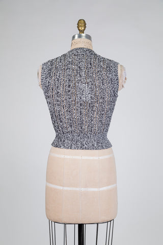 Débardeur en tricot noir et blanc (2+4)