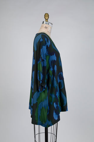 Blouse trapèze tie dye bleu et vert (10+)