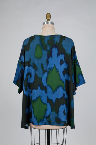 Blouse trapèze tie dye bleu et vert (10+)