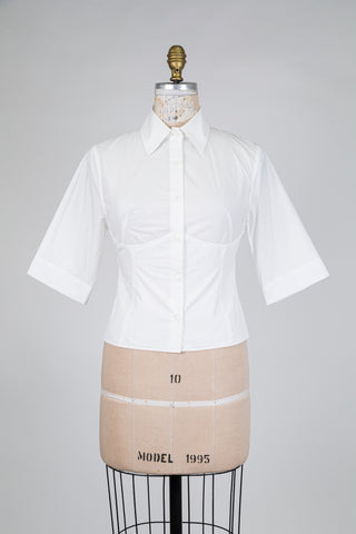 Chemisier blanc effet corset à dos ouvert (2+4)