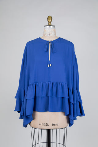 Blouse bleu indigo à volants (14/18)