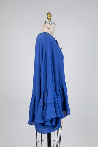 Blouse bleu indigo à volants (14/18)