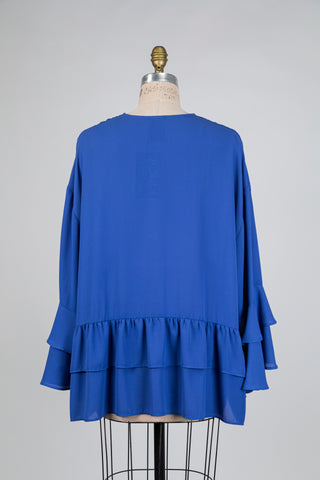 Blouse bleu indigo à volants (14/18)