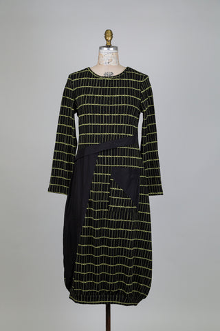 Robe ballon noire géo-lime (S)