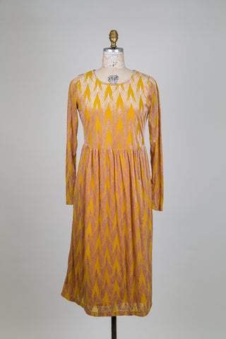 Robe jaune or et velours rose (S)