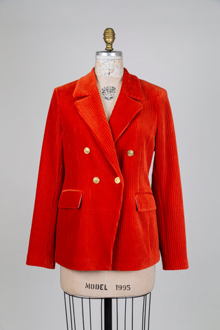 Blazer double boutonnage en corduroy orange (4-8-10-12-14)