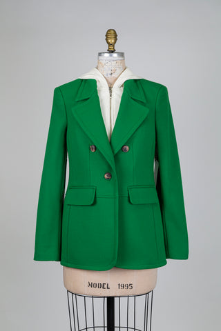 Blazer vert à capuchon amovible crème (6)