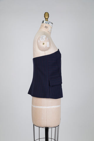 Bustier tailleur marine à rayures rouge (2-6-8-10)