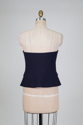 Bustier tailleur marine à rayures rouge (2-6-8-10)