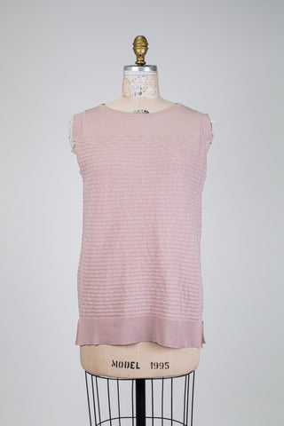 Débardeur en tricot rose à relief façon brique (TU)
