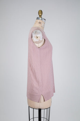 Débardeur en tricot rose à relief façon brique (TU)
