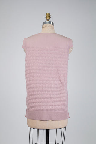 Débardeur en tricot rose à relief façon brique (TU)