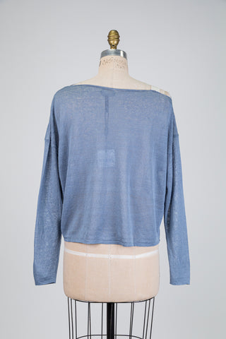 Steel blue floral print sweater (OS)