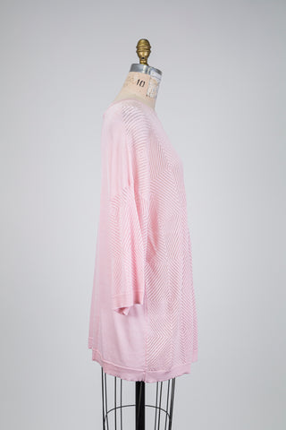 Haut rose doux en maille fine ajourée (TU)