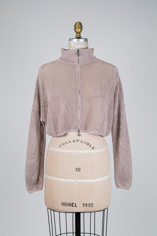 Ash pink high neck crop jacket (OS)