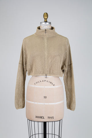 Veste crop à col montant beige sable (TU)