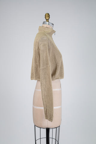 Veste crop à col montant beige sable (TU)
