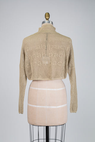 Veste crop à col montant beige sable (TU)