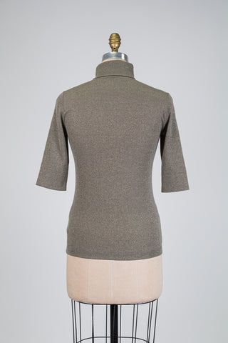 Shimmering khaki turtleneck sweater (S+M)