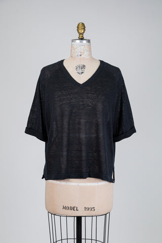 T-shirt en tricot de lin blue-black (S)