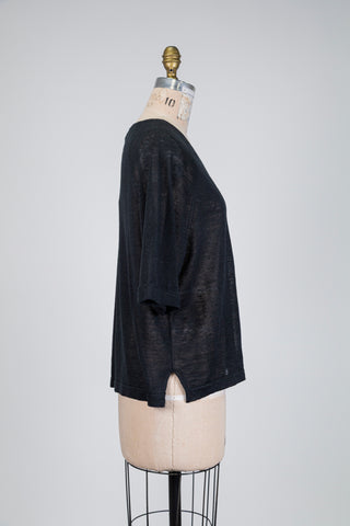 T-shirt en tricot de lin blue-black (S)