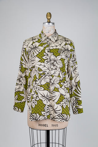 Botanical print beige blouse (6)
