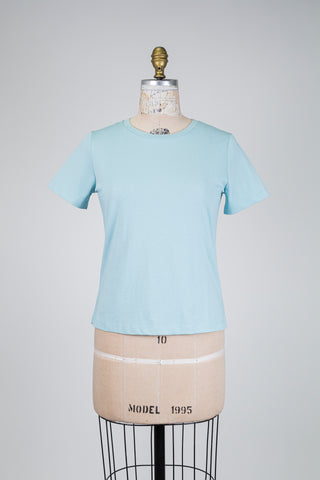 Aqua blue cotton T-shirt (6)