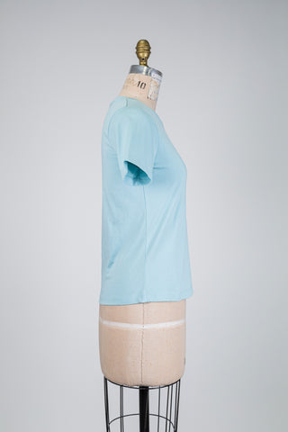 Aqua blue cotton T-shirt (6)