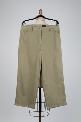 Pantalon denim kaki à coupe large (14)