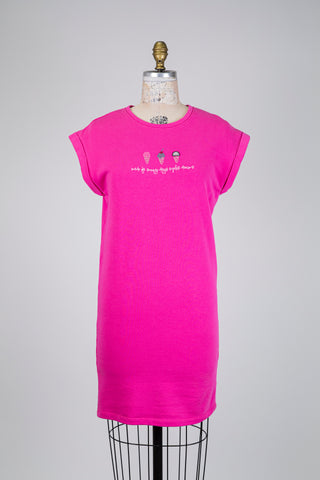 Pink fleece T-shirt dress (6)