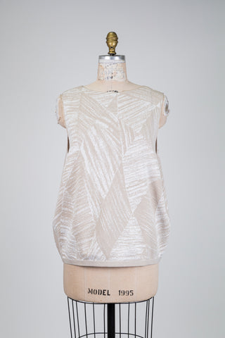 Charcoal-effect beige knit tank top (OS)