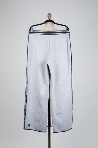 Pantalon confort gris chiné à bandes marine (XL)