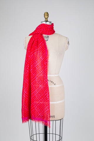 Foulard rouge à motif géométrique rose vif (TU)