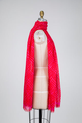 Foulard rouge à motif géométrique rose vif (TU)