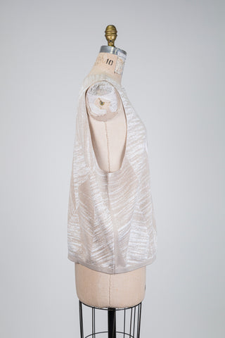 Charcoal-effect beige knit tank top (OS)