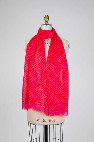 Foulard rouge à motif géométrique rose vif (TU)